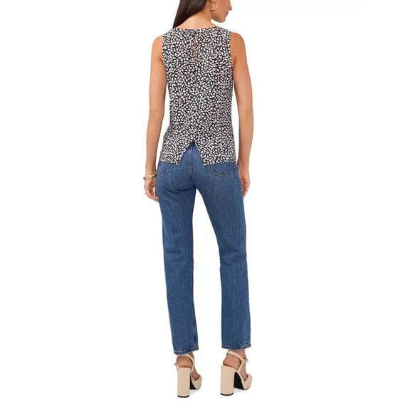 Vince Camuto Floral Crewneck Split Back Keyhole Tank Top Womens Size XL Jersey - Picture 4 of 15